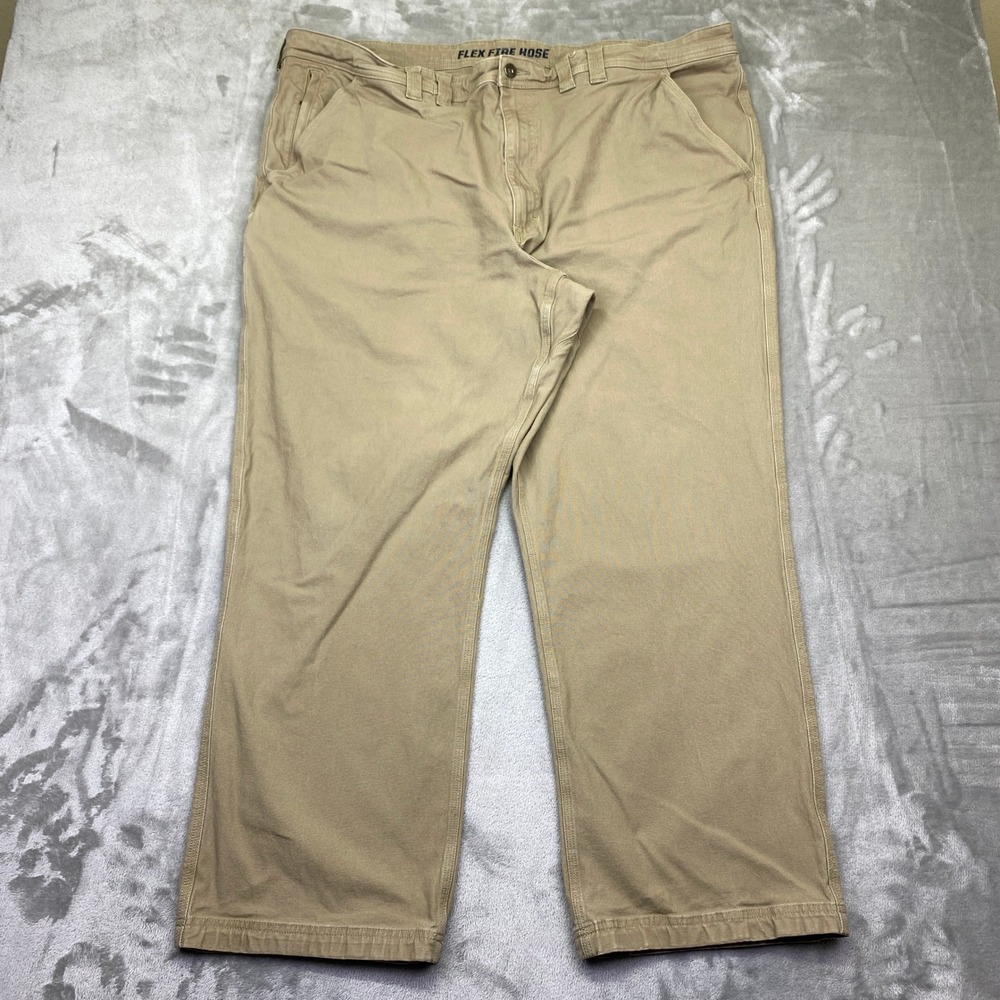Duluth Trading Flex Fire Hose Pants Khaki Men Sz 48 Fits‎ 45" Work Casual Barn
